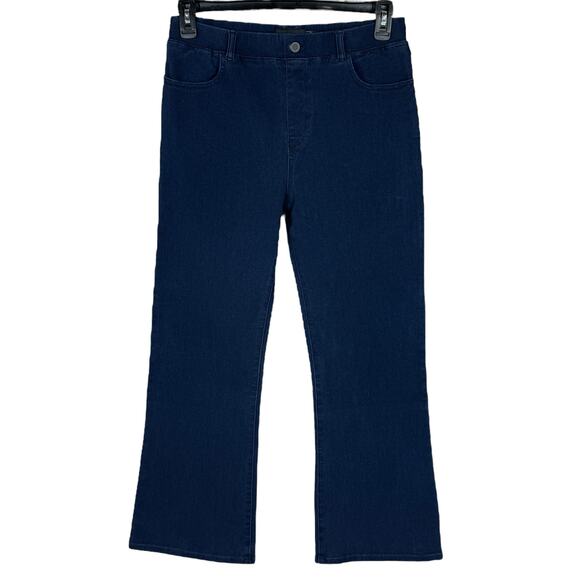 Betabrand Petite Large Short Bootcut Jeans Pull-On Stretch Pockets Hi-Rise Blue - Picture 1 of 7
